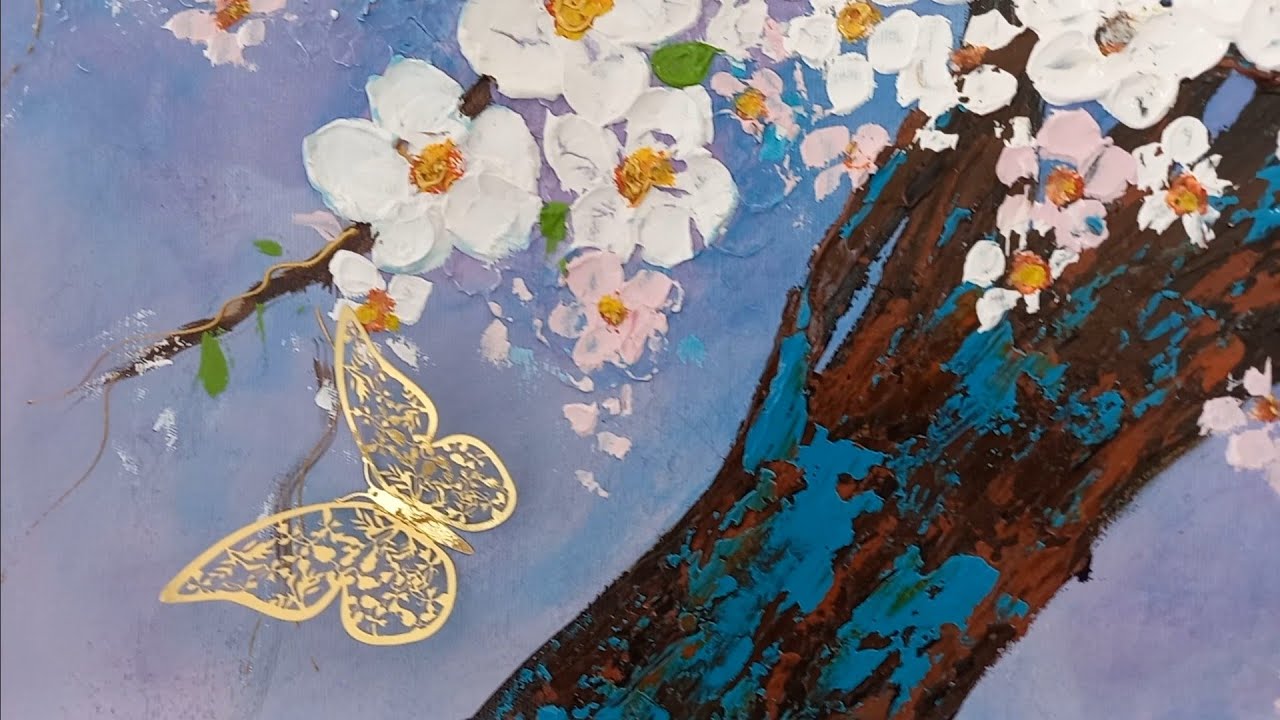 FLORES ESPATULADAS COM COLHER ! PINTURA EM TELA