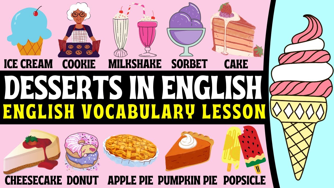 Desserts in English Wordlist | Types | Glossary | USA UK English | English Speaking Practice 🍰 🍨 ✅