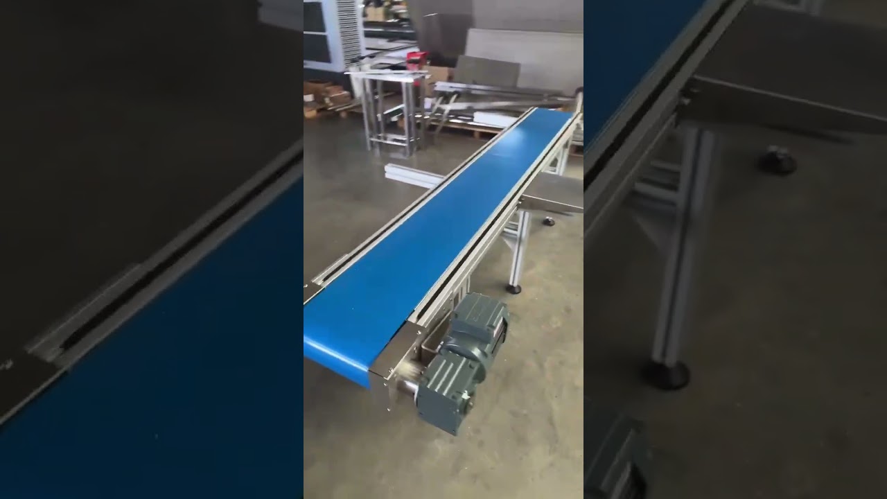 PVC belt conveyor with worktable
