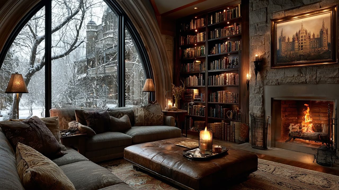 Winter Piano Room | Calm Piano Soundtrack for a Snowy Night Train Crossing Silent Mountains