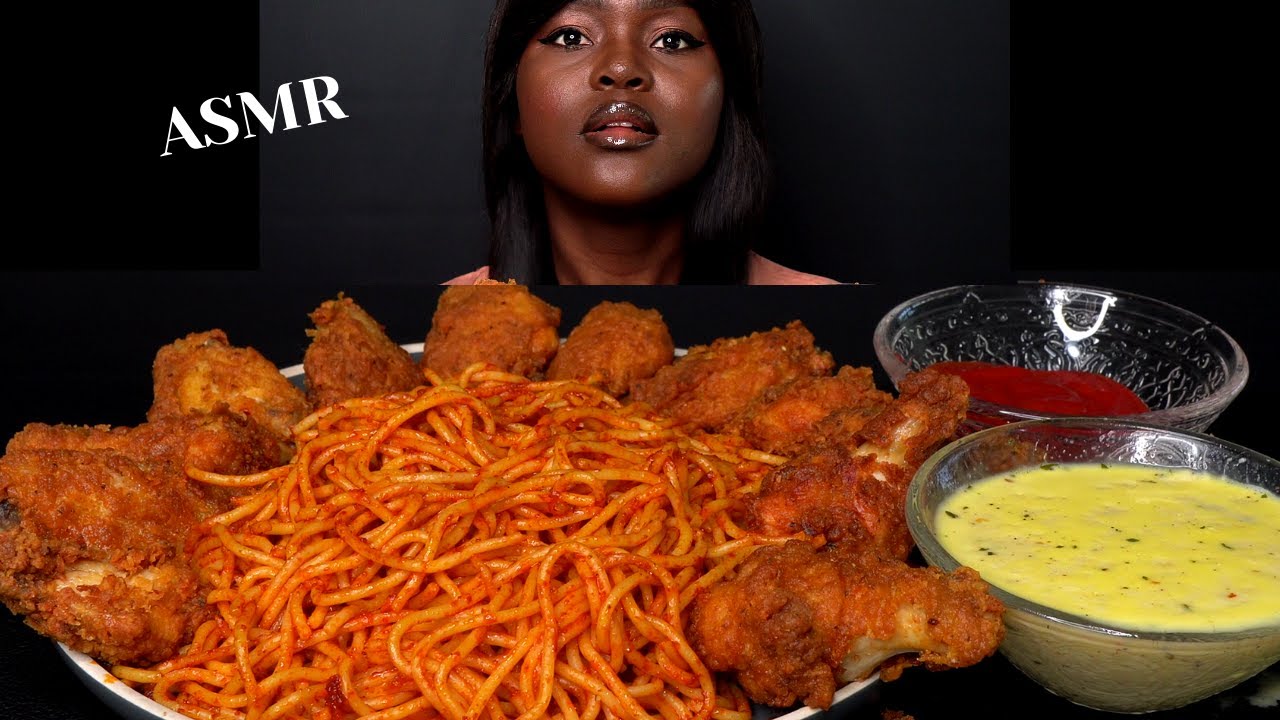 ASMR SPICY FRIED CHICKEN AND PASTA MUKBANG (NO Talking) |Eating Sounds| Vikky ASMR