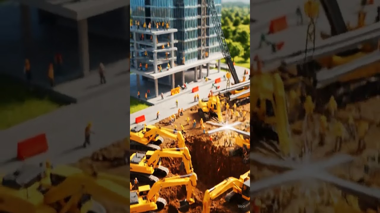 Modern Glass Villa Construction Timelapse | ASMR Build Journey 