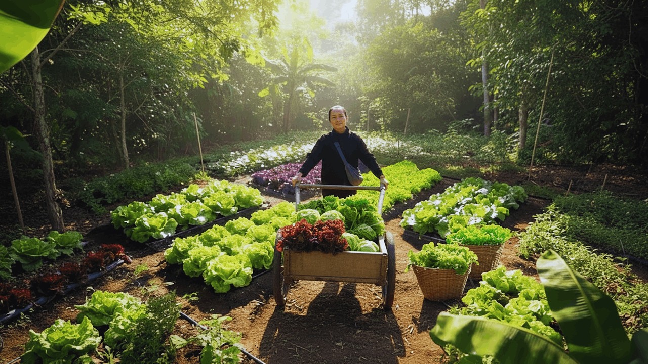 Harvesting Purple and Green Lettuce After 55 Days | Market Sale and Sowing Seeds for Next Crop