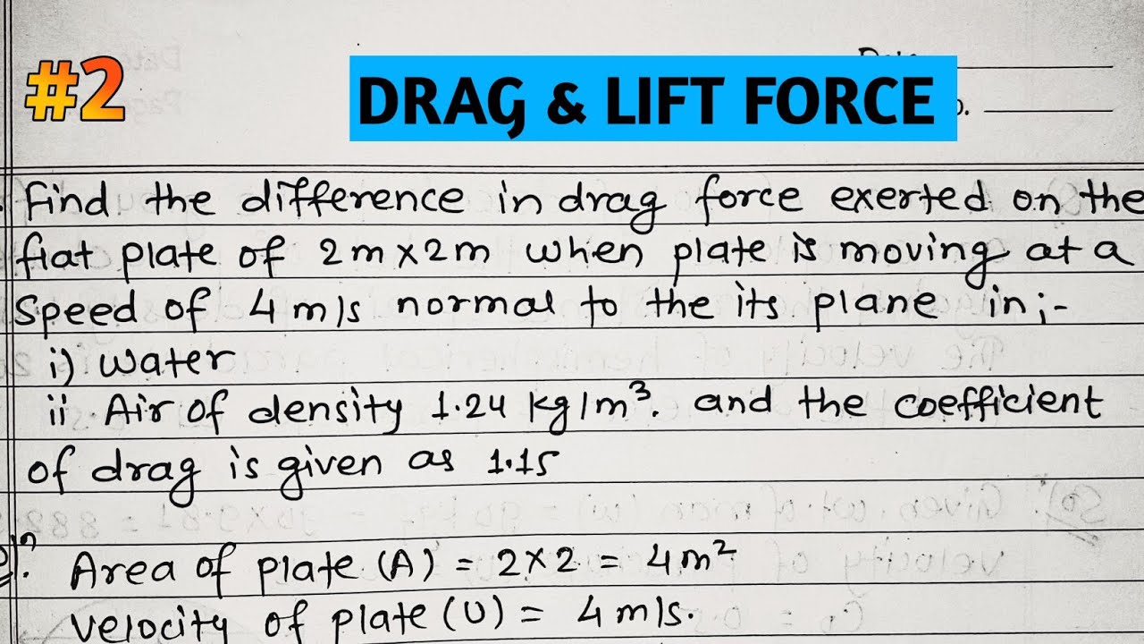 Drag force and Lift force #2 | fluid mechanics problem | Dipesh Bhatt  