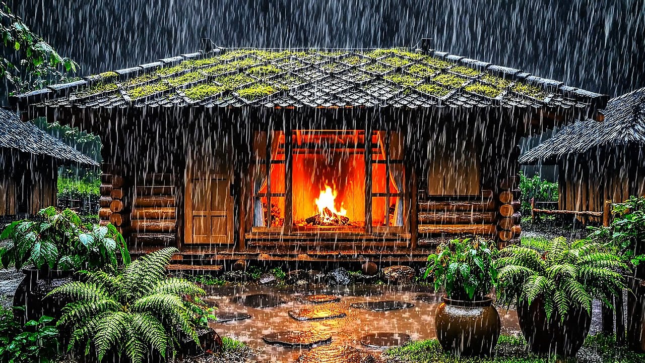 Late Night Study Session 📚🌧️ Gentle Rain on Wood + Fireplace Crackle | Focus Flow #RainForFocus