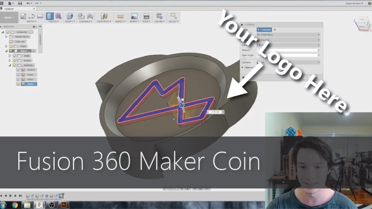 Fusion 360 for Beginners - Design and 3D Print a Maker Coin! CAD For Newbies