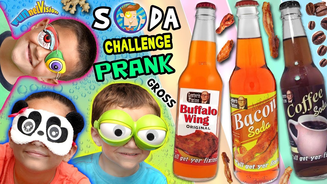 WEIRD SODA CHALLENGE Joke! Bacon, Buffalo Wing & Peanut Butter w  FUNnel Vision Parents