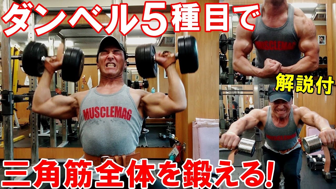 【筋トレ】ダンベルとベンチで三角筋全体を鍛える5種目の肩のトレーニング【解説付】
