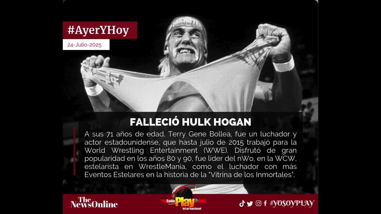 #AyerYHoy⌛️ ▶️ 🕊 Adi&oacute;s al inmortal del ring: fallece Hulk Hogan a los 71 a&ntilde;os
