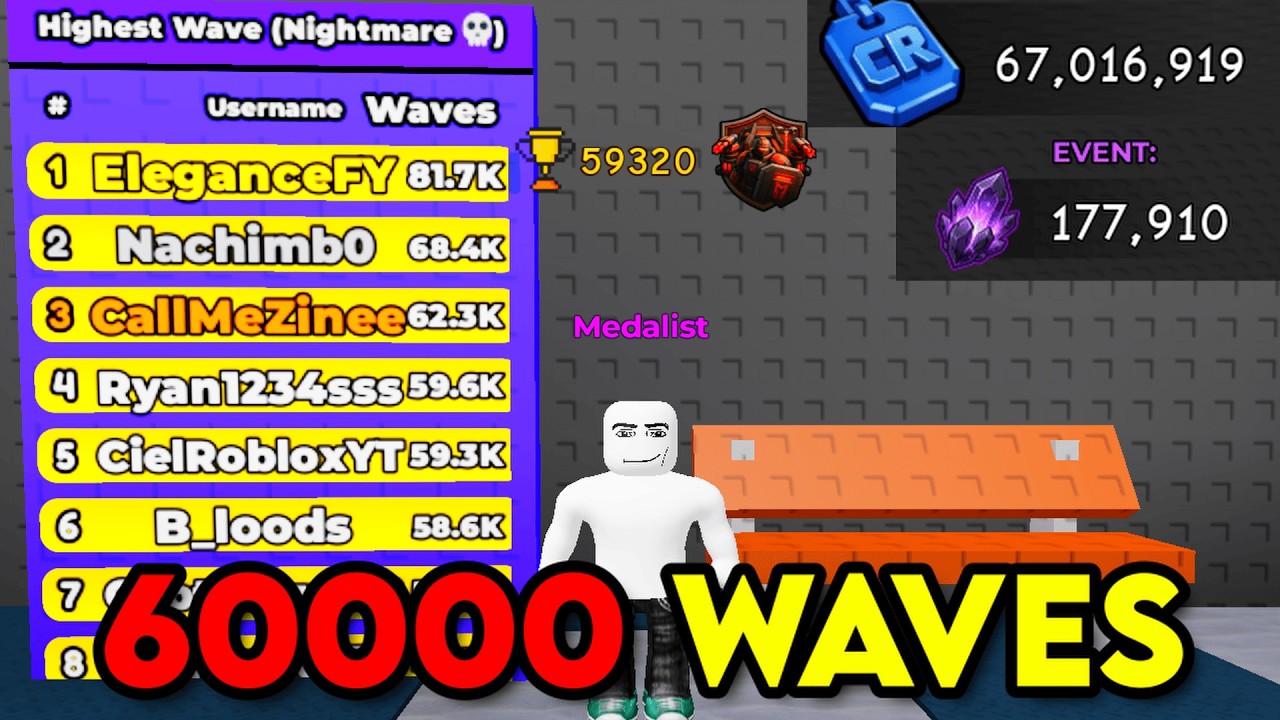Surviving 60000 Waves In Survive Zombie Arena | Roblox