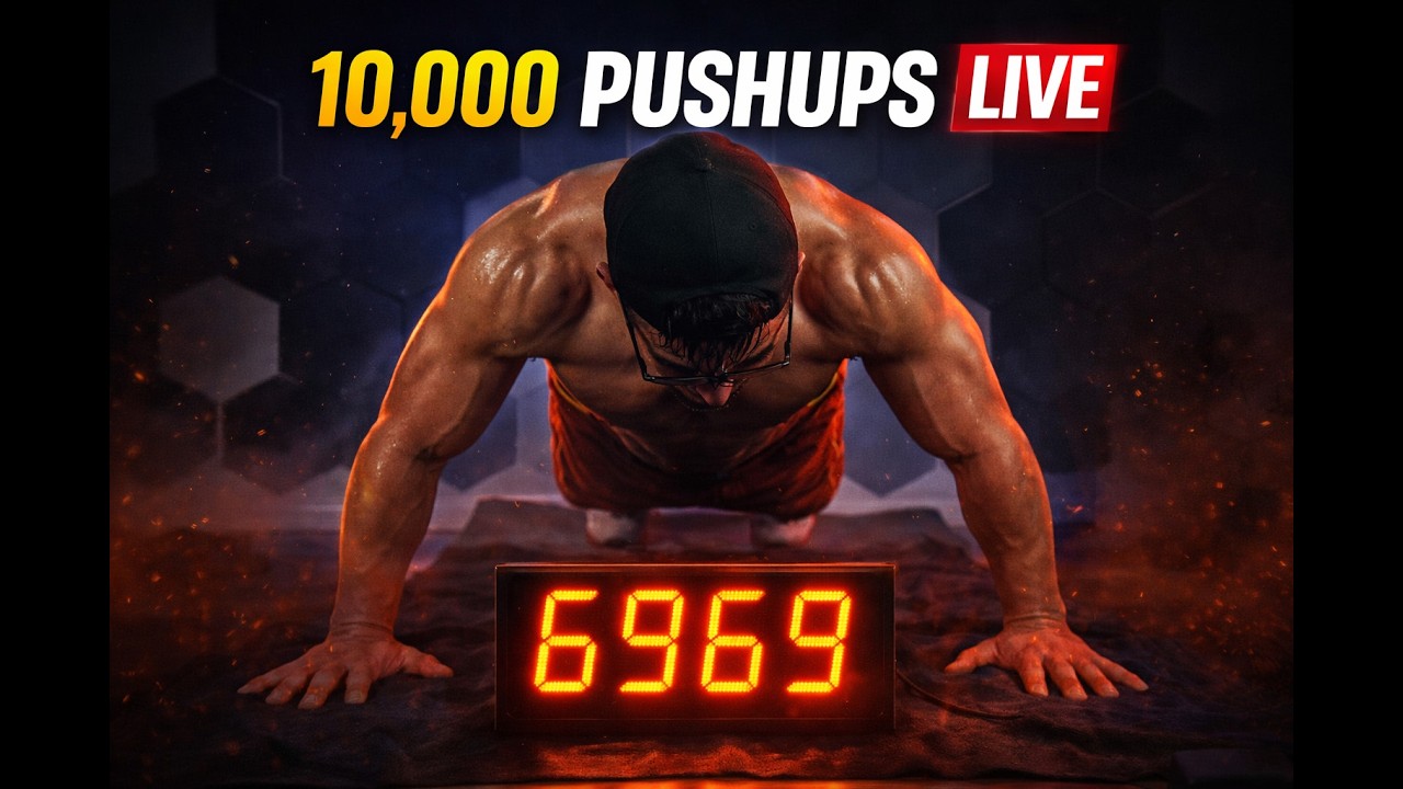 10,000 Pushups LIVE (Full 8.5 Hour Livestream) | World Record Training