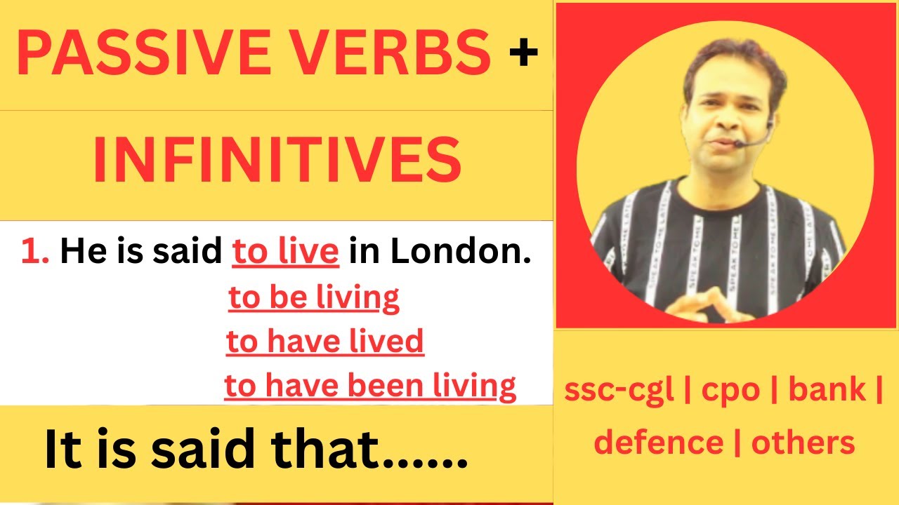 passive verbs + infinitives | Grammatical nuances | #cgl #cpo #nda #cds #bank #shyamsharmasir