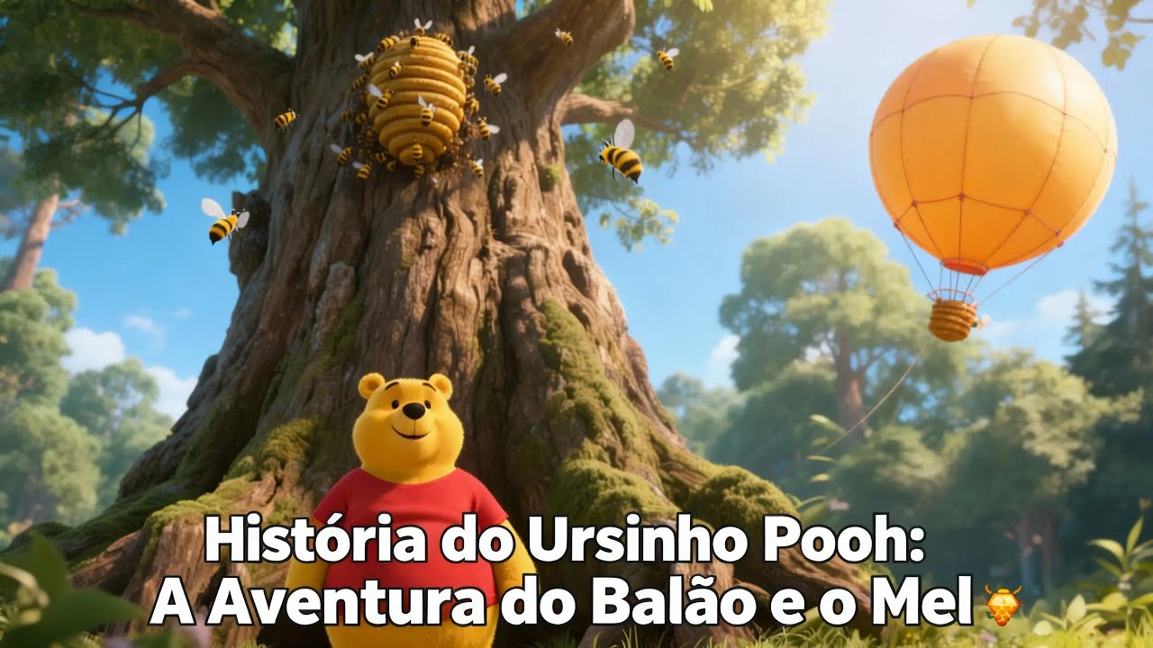 História do Ursinho Pooh: A Aventura do Balão e o Mel 🍯