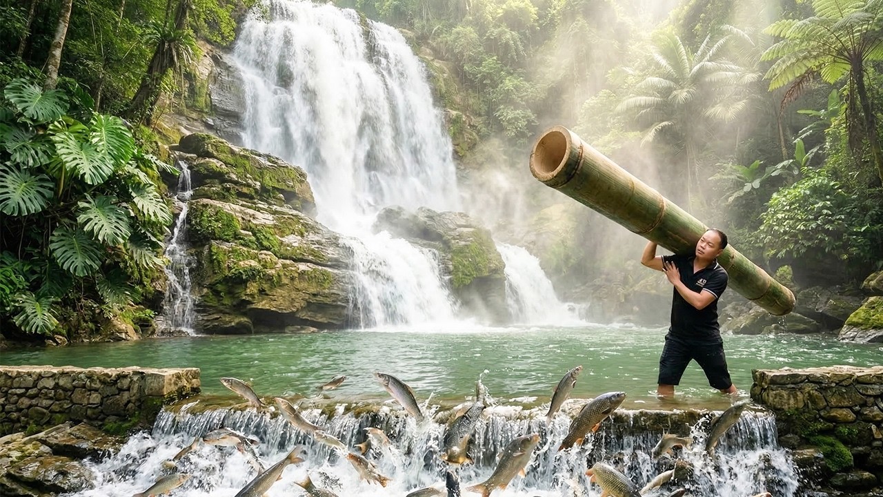 Primitive Skills: Building a Natural Waterfall in the Wild With Only Hand Tools