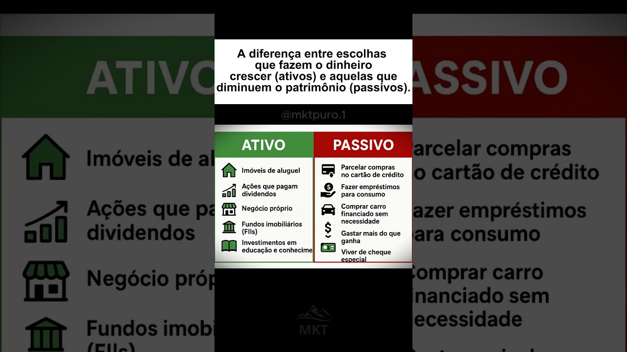 A diferen&ccedil;a entre ativo e passivo.