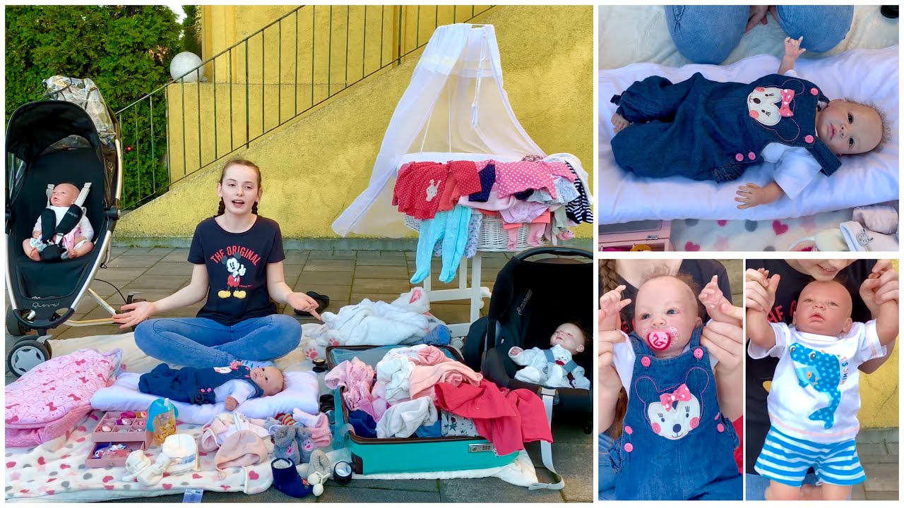 Meine Reborn Baby Sammlung + Zubehör: Kinderwagen / Bett / Schnuller / Klamotten..........