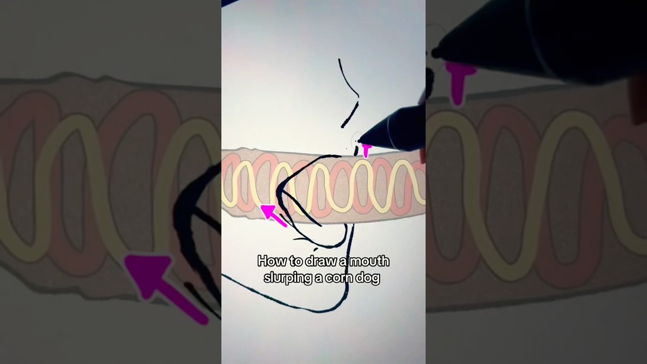 How to draw a mouth slurping a corn dog 👅