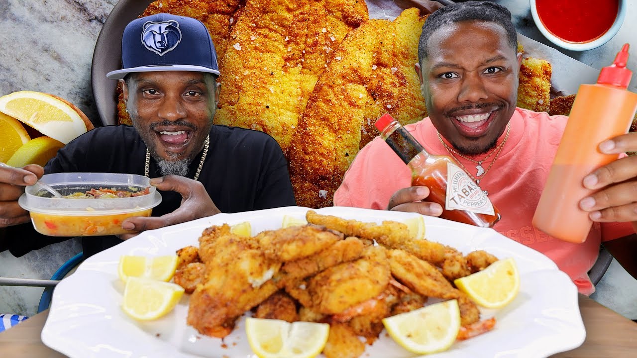 Grandma Made Us Fried Shrimp & Catfish | Bloveslife Cabbage & Hot sauce