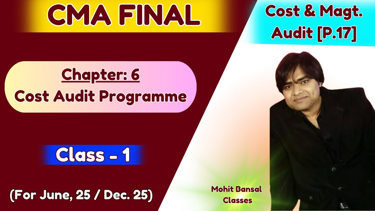 CMA Final | Chapter: 6 | Cost Audit Programme | Cost & Management Audit (Paper 19) | Mohit Bansal