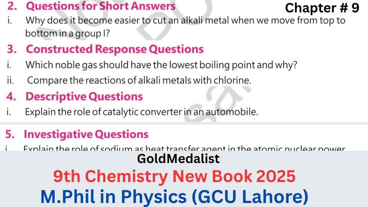 9th Class Chemistry Chapter 9 | Exercise Short Questions | Constructed Response And  Descriptive Qs