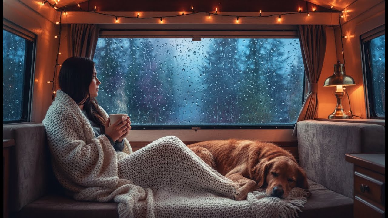 SOLO VAN LIFE: Sleeping in a MASSIVE Rain Storm with my Dog 🌧️ Ultra Cozy Night Routine ASMR