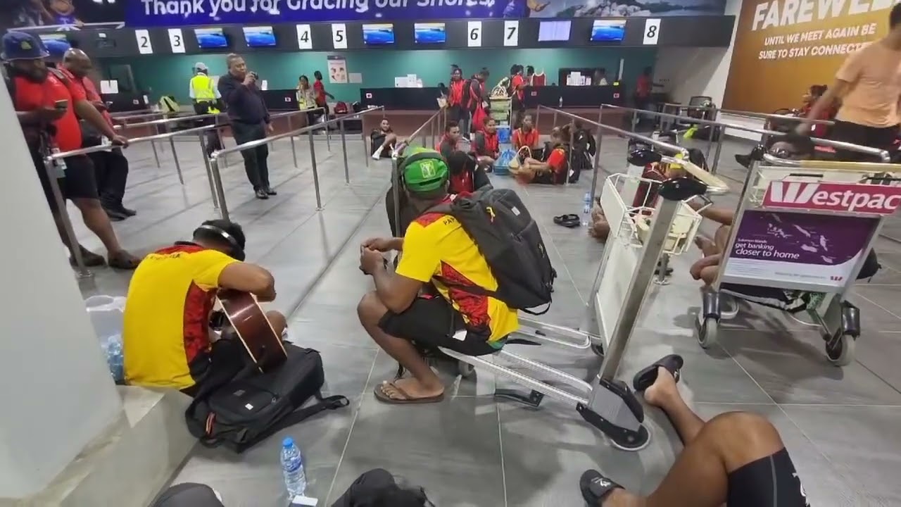 Team PNG (Singing PNG Gospel songs at Solomon Islands Airport🇸🇧🇵🇬 #Honiara