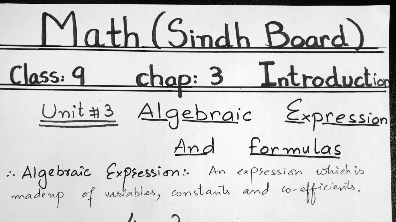 Chapter 3 Algebraic Expression And Formulas Introduction Video | Sindh Board Math | Class 9 Math