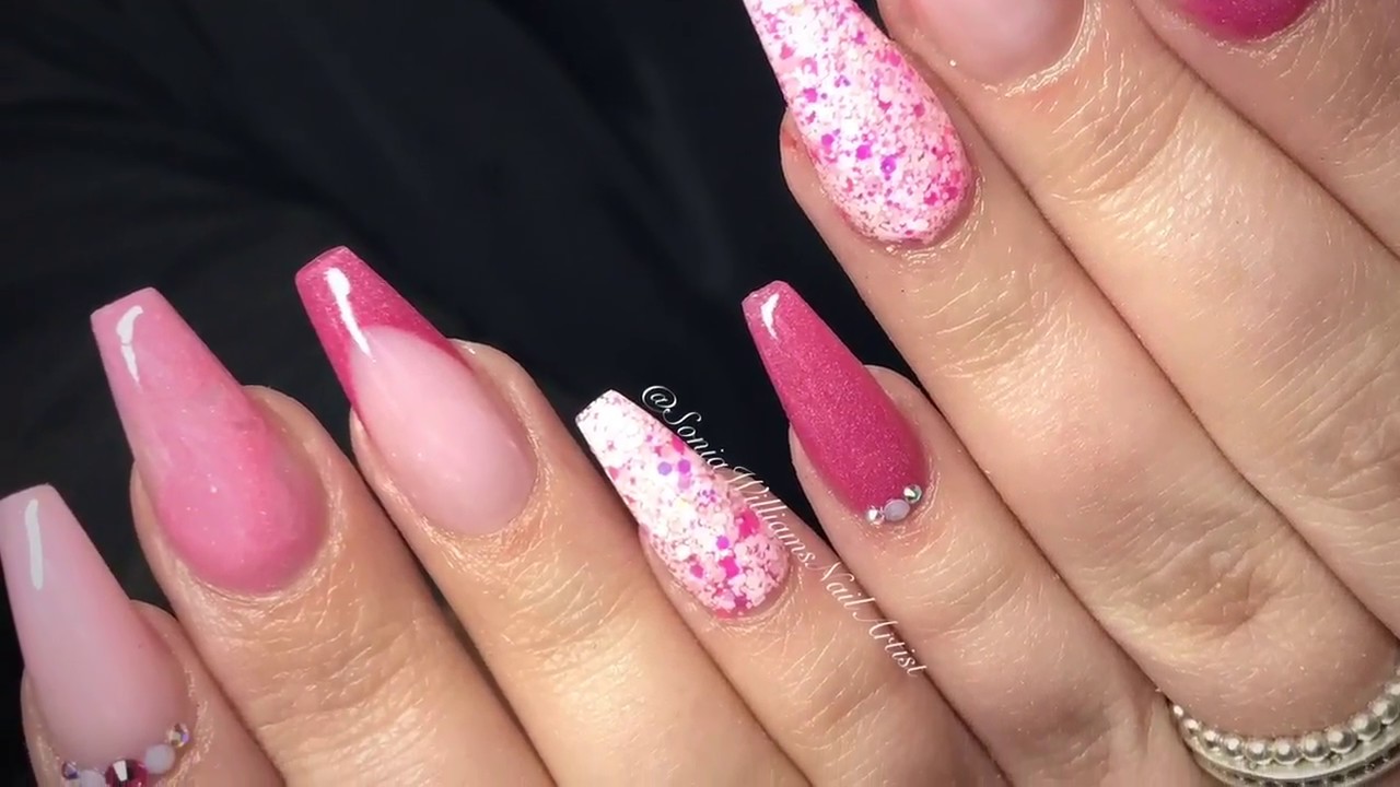 Pink & Girly Acrylic Nails