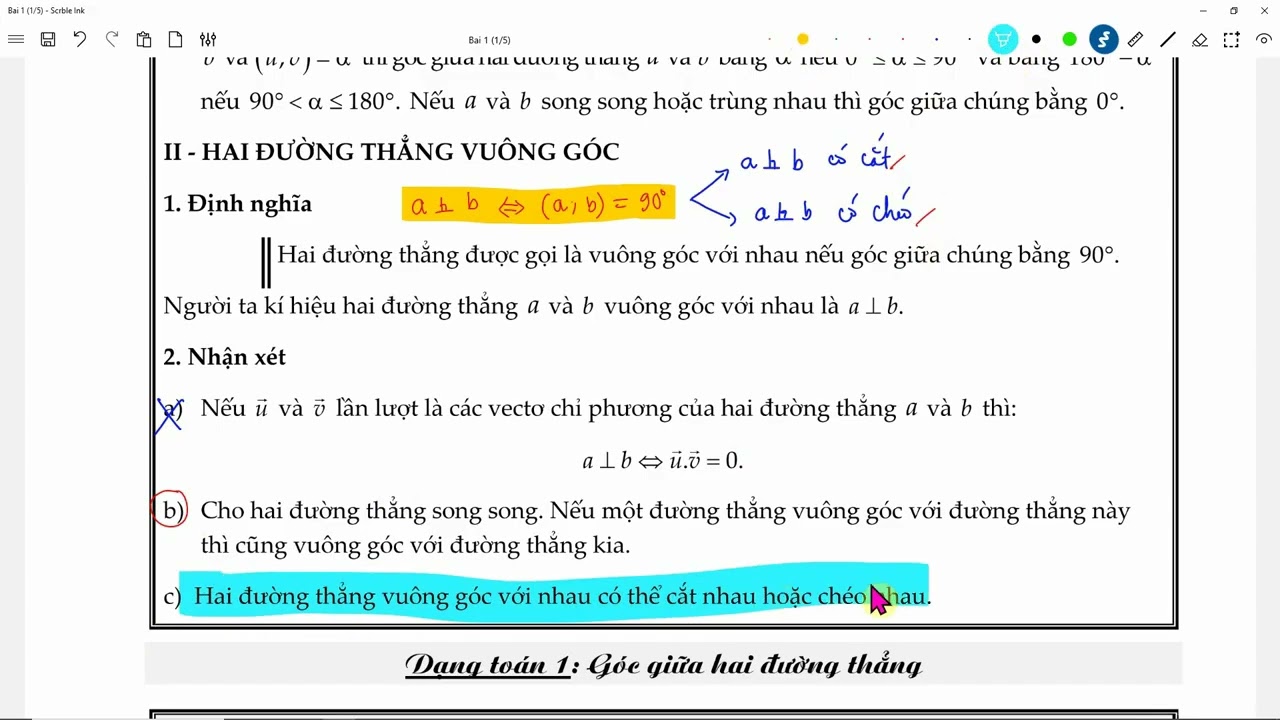 HHKG| Hai đường thẳng vuông góc