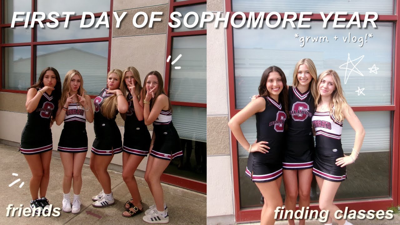 FIRST DAY OF SOPHOMORE YEAR VLOG! grwm, friends, classes, and more! 🌞📣 || london ashley