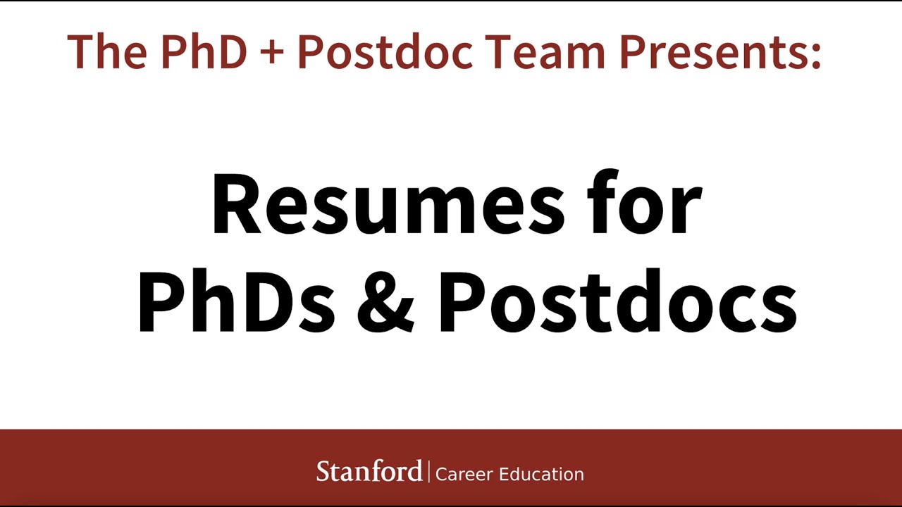Resumes for PhDs and Postdocs