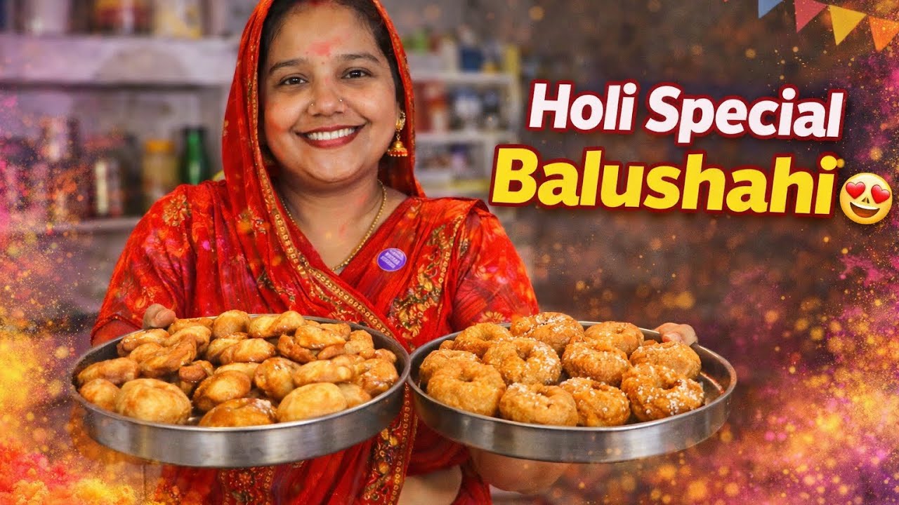 Mere pati dev ne bnaye holi pr balushahi +Gujiya #holi rango or mithaiyo ka tyohar h# family vlog
