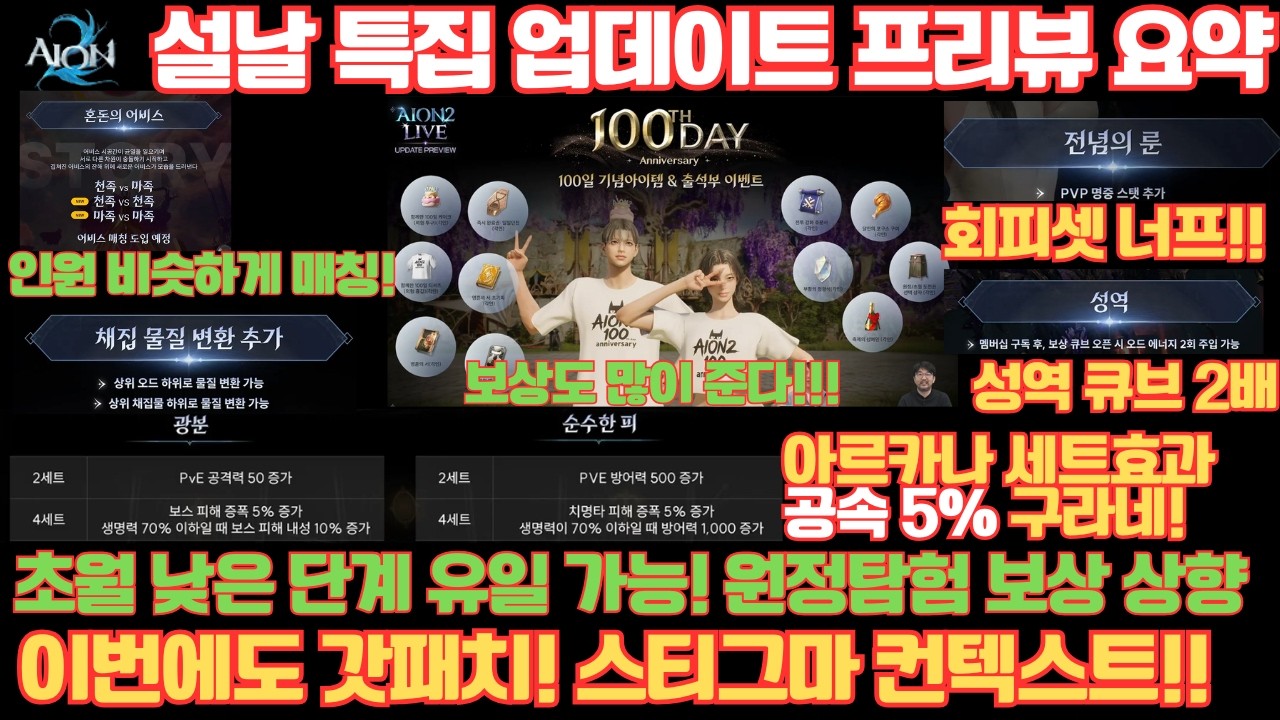 [아이온2] 2월 22일 업데이트 프리뷰 방송 분석_또 갓패치 되나요!