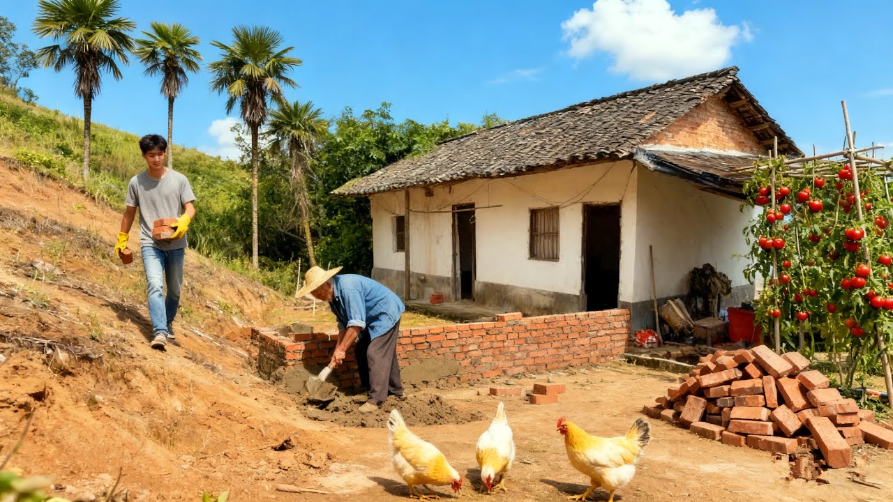 🏠Back to the village to renovate my grandpa's old house🌼#makeover#building houses