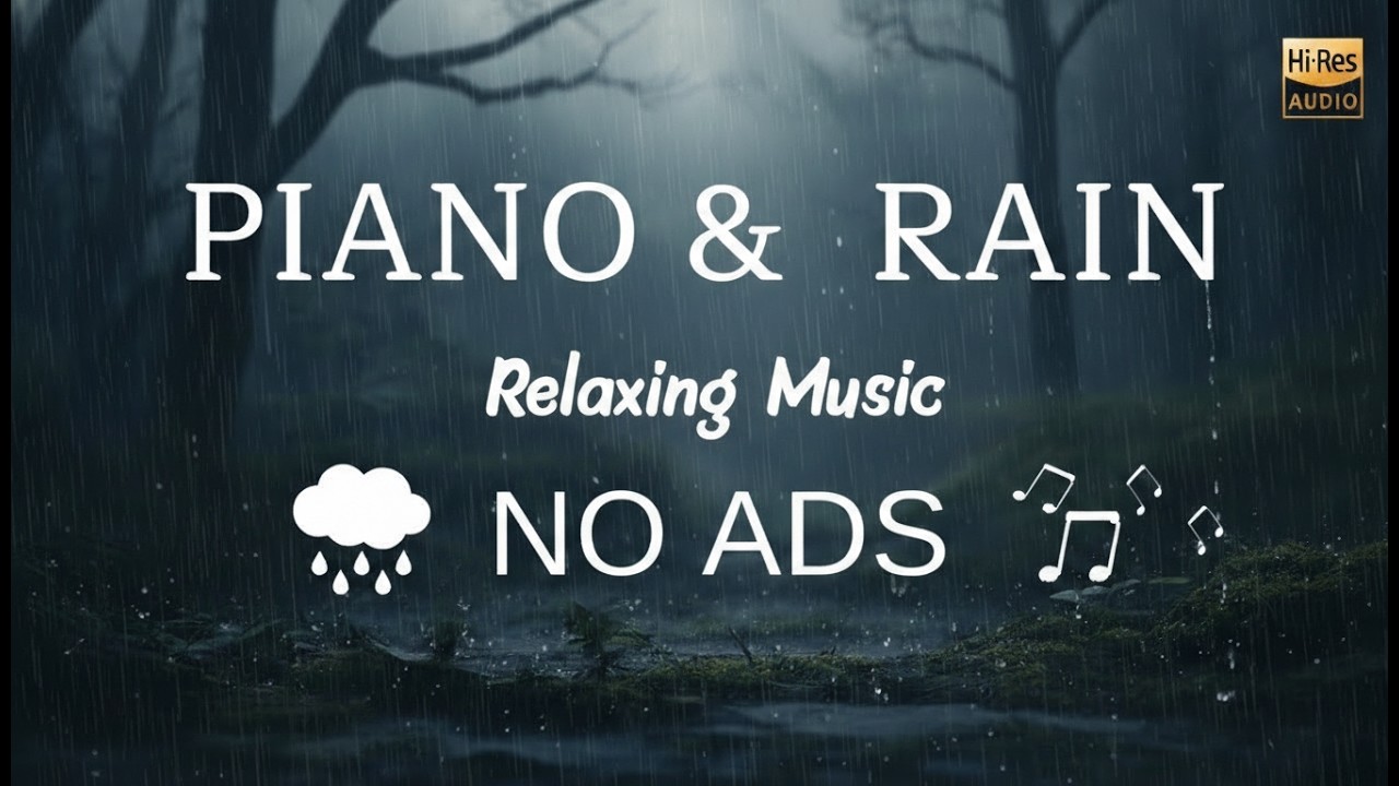 Pure Serenity. Peaceful Piano & Soft Rain, 1 Hours Relaxing Music for Stress Relief, Sleep