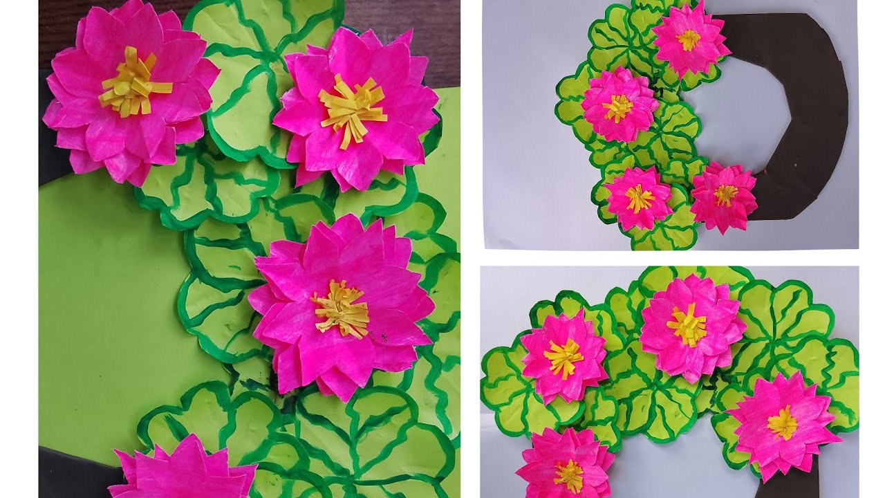 পদ্ম বিল 🪷✨/paper wall decoration idea ✨✨ #papercrafts #paperwallcraft #wallhangingcraftdecor #diy 