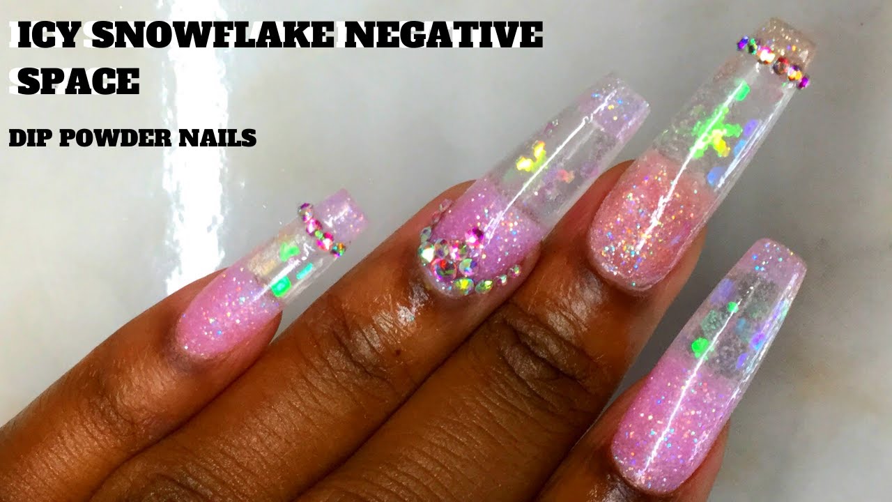 DIP POWDER NAILS| Encapsulated Nails| Icy Snowflake Negative Space with Nail Tips| Cherael Symone