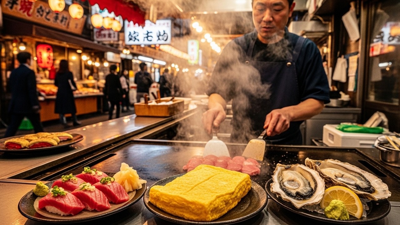 Probando la Mejor Comida Callejera de Tsukiji | Street Food en Tokio