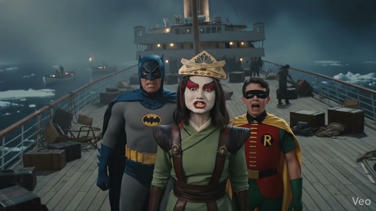 Batman and Robin and Suki on Titanic 2 | Veo