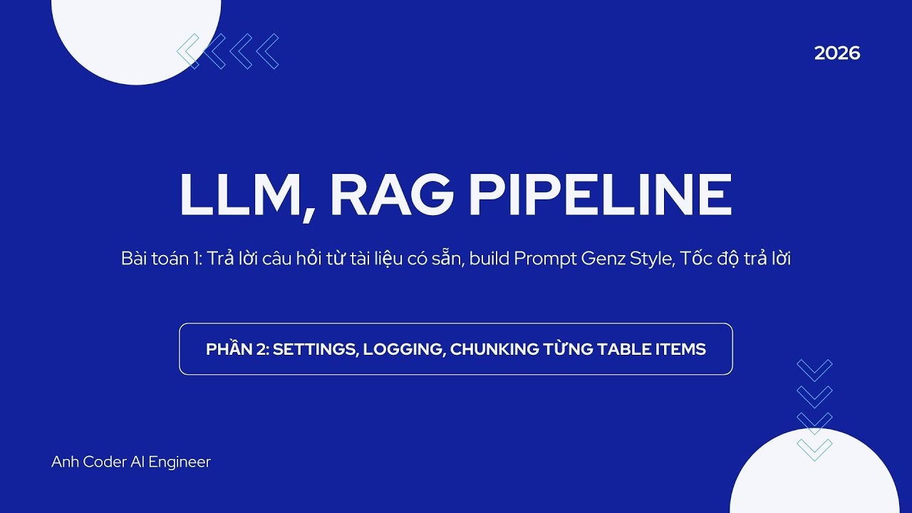 LLM & RAG Pipeline – Bài 2: Settings, Logging, Chunking cho từng Table Items (Full code end-to-end)
