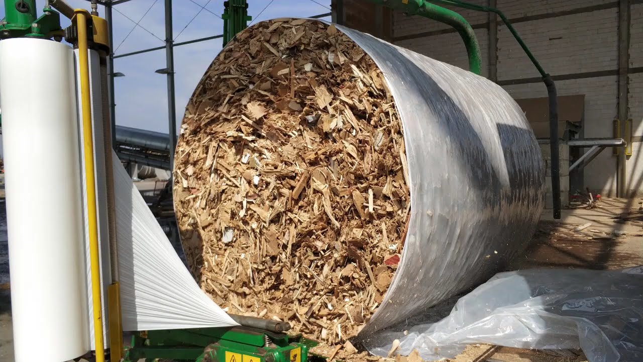 Orkel Wood Chip Baling Machine | Wrapped Biomass Bales