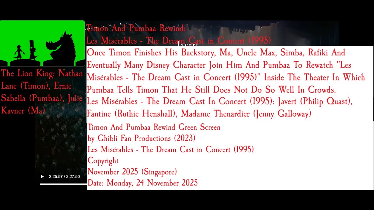 Timon And Pumbaa Rewind: Les Misérables - The Dream Cast in Concert (1995) 24 November 2025