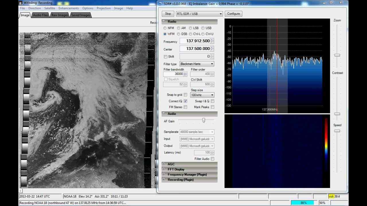 Receiving NOAA weather satellite using SDR# and WXtoImg