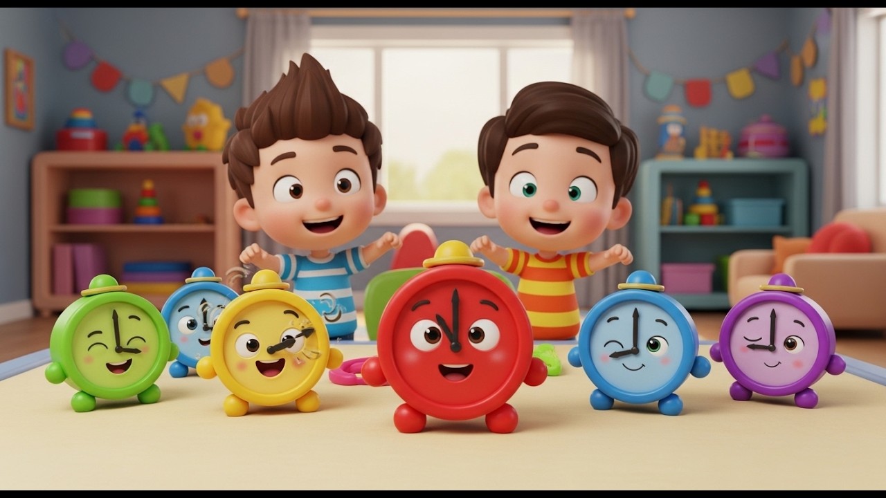 Five Little Toy Clocks Tick Tock Tick | Telling Time Song & Counting for Kidsk