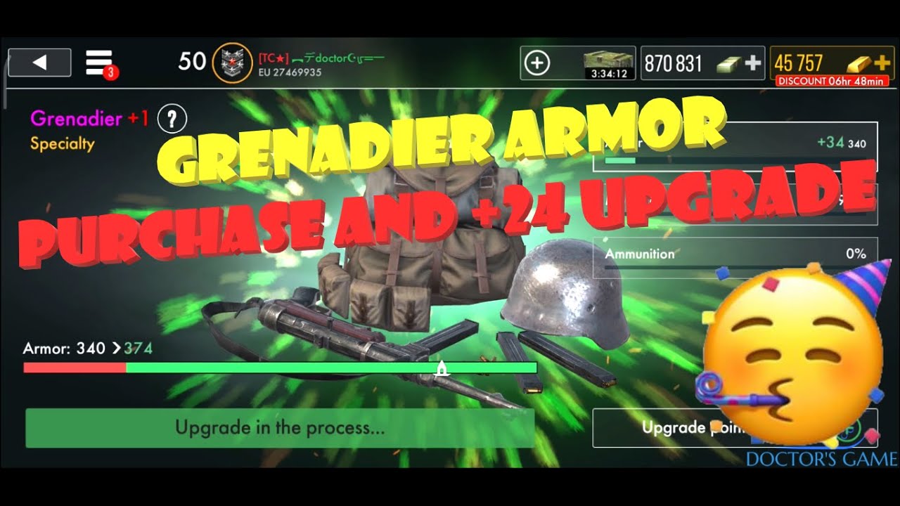 GRENADIER ARMOR PURCHASE AND +24 UPGRADES | [TC★] | WORLD WAR HEROES