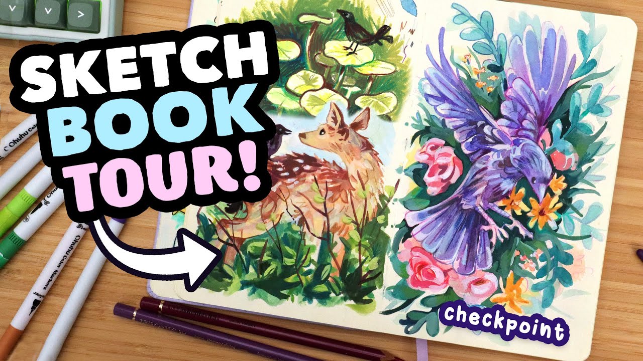 Sketchbook Tour! // Colourful & Messy Mix-Media art (halfway checkpoint)