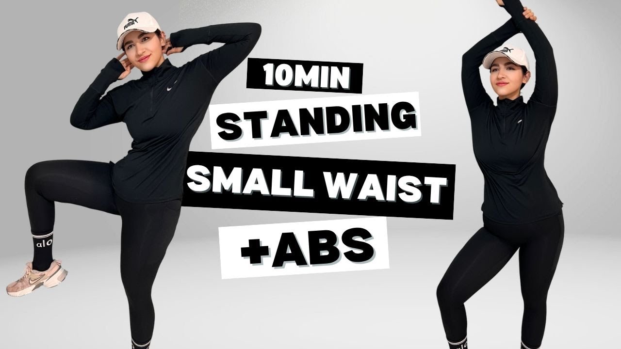 10 Min ABS + SMALL WAIST  All Standing   No Jumping, No Repeat, At Home