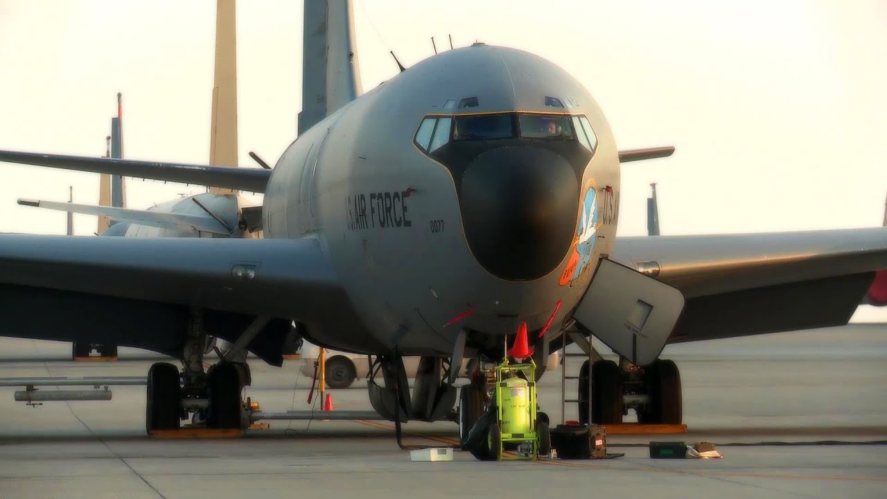 KC-135, C-130 and B-1 at Al Udeid Air Base, Qatar.