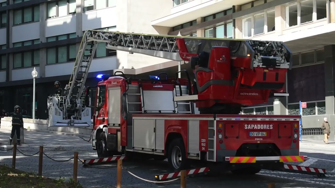 *ON SCENE* Sapadores Bombeiros Porto Ladder Truck Tree Branch Removal!!
