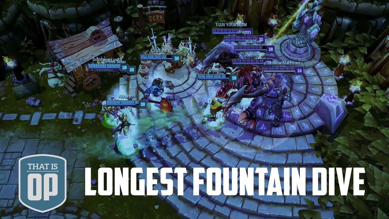 Most EPIC Fountain Dive Ever - 130000 Damage Taken - League of Legends World Records